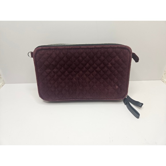 Vera Bradley Quilted Velour Burgundy Wristlet Clutch Wallet Organizer - Picture 2 of 10
